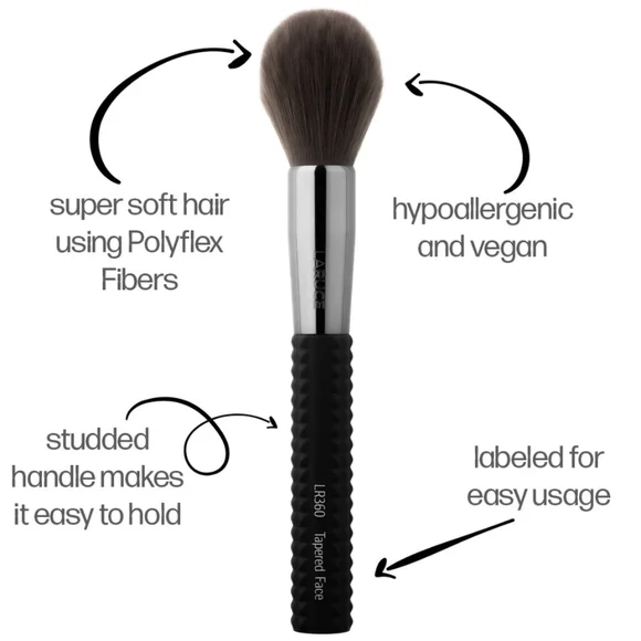 LARUCE Beauty TAPERED FACE Brush LR360, One Brush w/Sleeve Shield - Picture 9 of 10